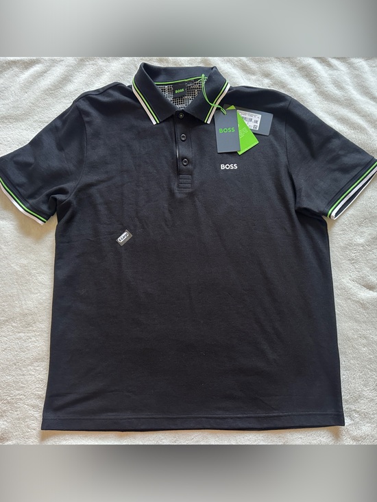 Boss Other - BOSS Black Polo with Green and White Trim